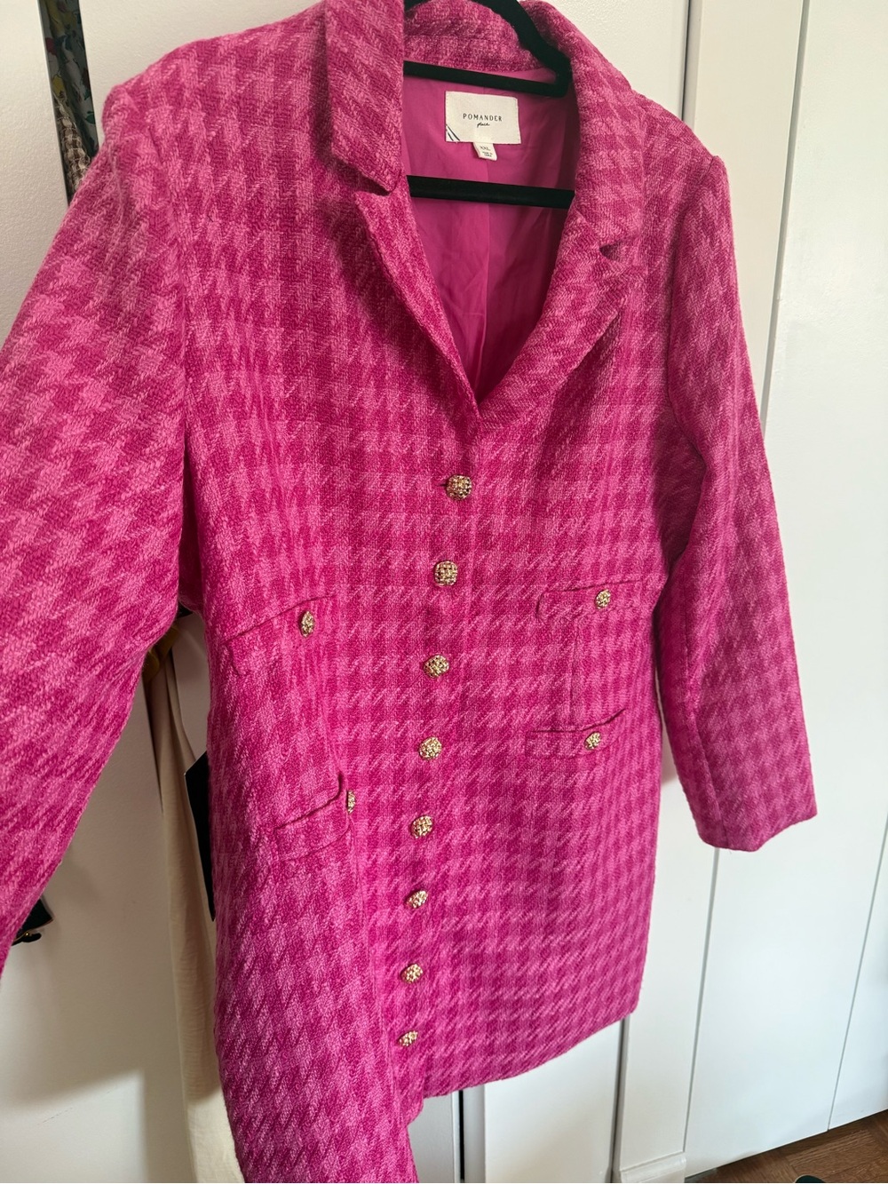 Pomander Place Fuchsia Pink Houndstooth Long Sleeve Coat Dress - Tuckernuck - Picture 6 of 6